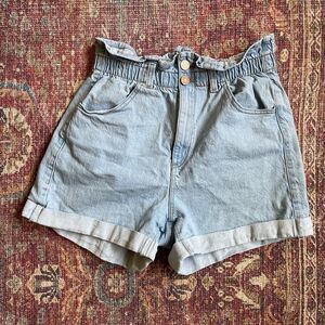 Women's Garage Denim 09/29 Light Blue Denim Paperbag Shorts